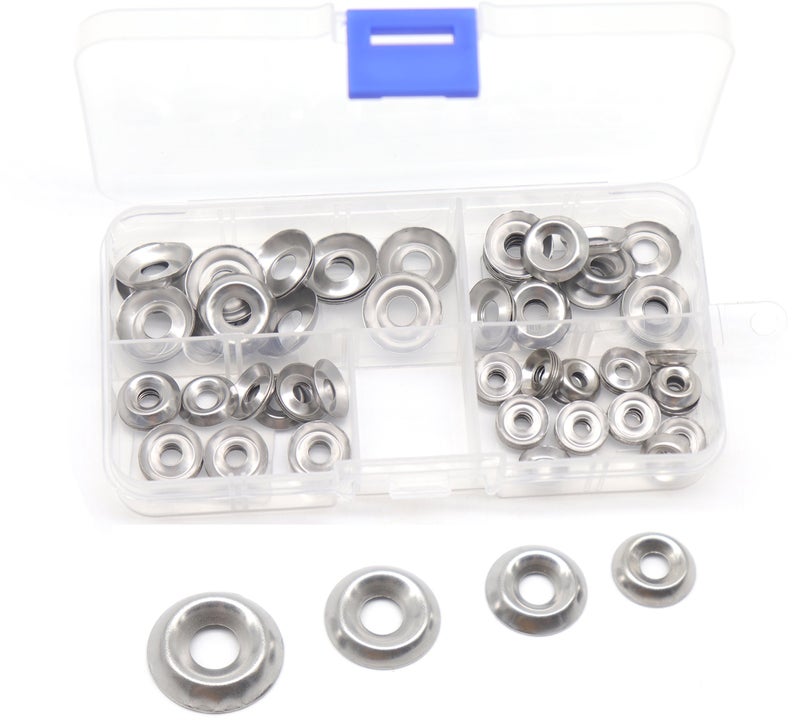 cSeao 110pcs Stainless Steel Finishing Cup Countersunk Washers Assortment Kit, 6#/ 8#/ 10#/ 12# - Image 1